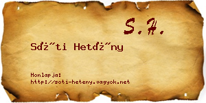 Sóti Hetény névjegykártya